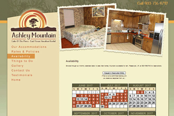 example of monthly calendar display