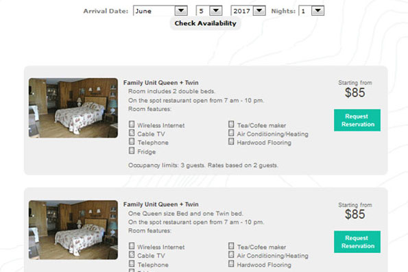 sample of Availability online booking engine