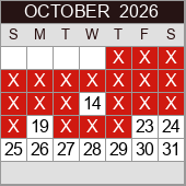 October availability calendar