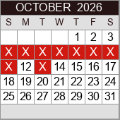 October availability calendar