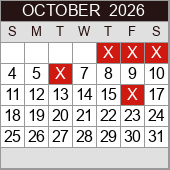 October availability calendar
