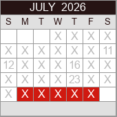 July availability calendar