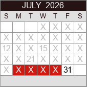 July availability calendar