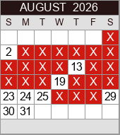 August availability calendar