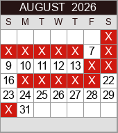 August availability calendar
