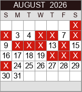 August availability calendar