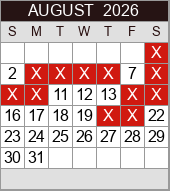 August availability calendar