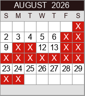 August availability calendar