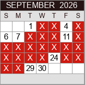 September availability calendar