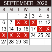 September availability calendar