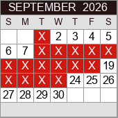 September availability calendar